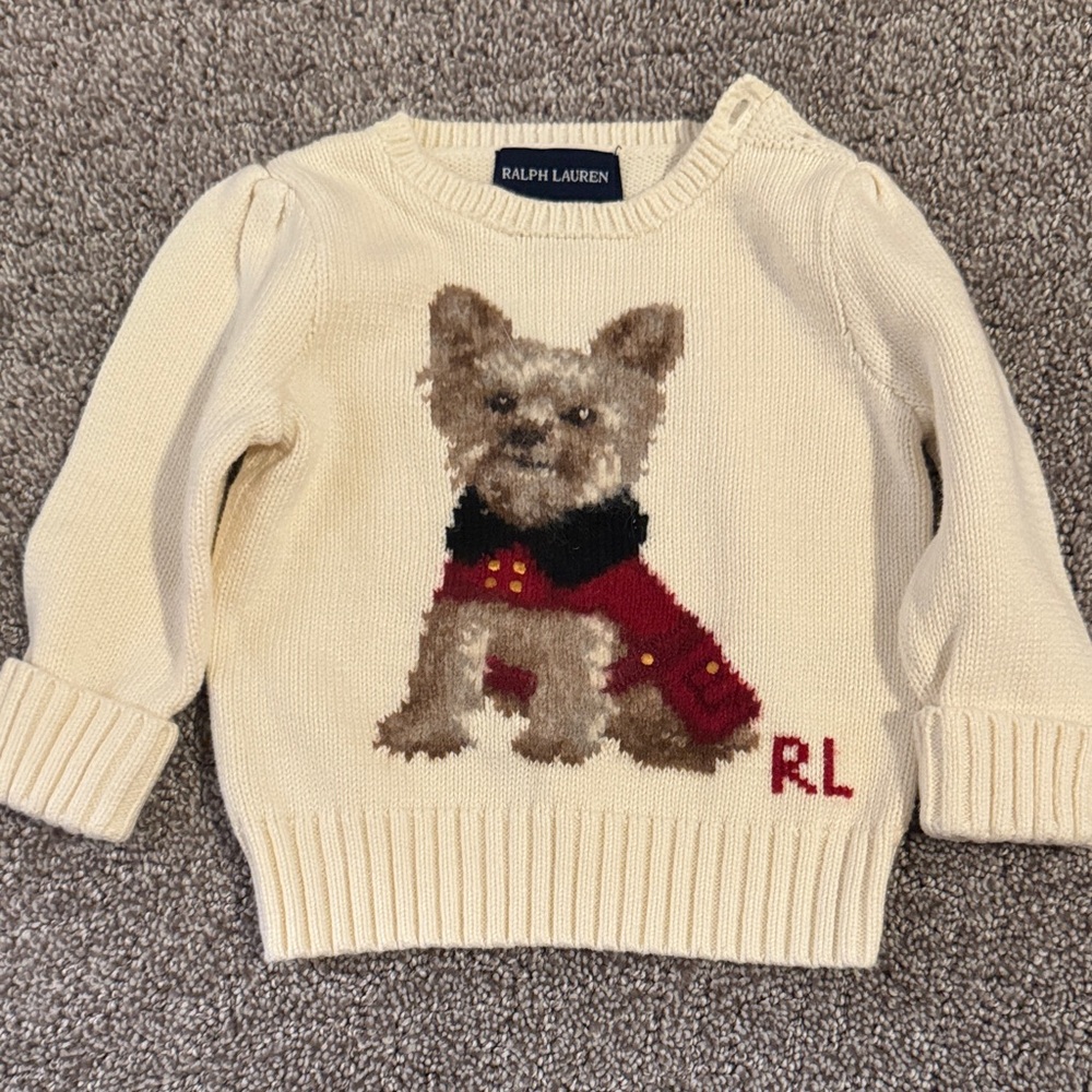 Ralph Lauren Beige Sweater with Dog Motif